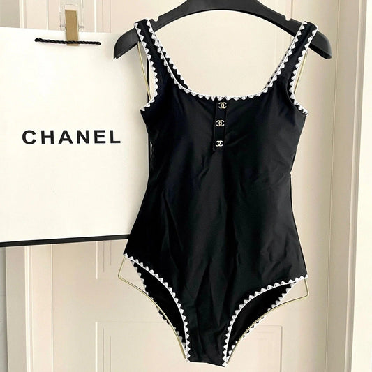 BIKINI SWIMSUIT SET IN BLACK AND WHITE TRIM 622173