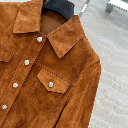 25 Goat leather lapel 9/3 sleeve jacket