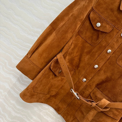 25 Goat leather lapel 9/3 sleeve jacket