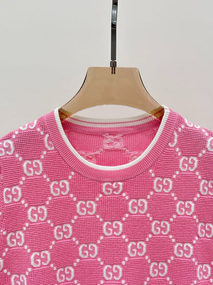 G 25 Early Spring New Appliquéd All-over Print Casual Knit Short Sleeve