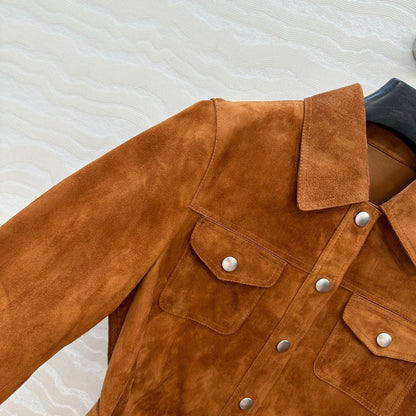 25 Goat leather lapel 9/3 sleeve jacket