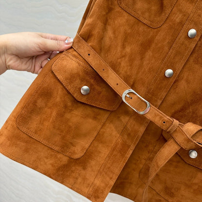25 Goat leather lapel 9/3 sleeve jacket