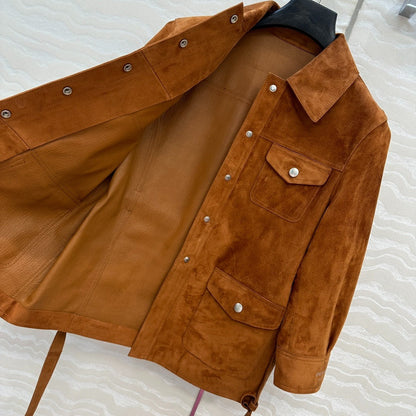 25 Goat leather lapel 9/3 sleeve jacket