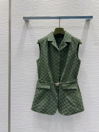 25 new letter jacquard belt lapel vest jacket suit