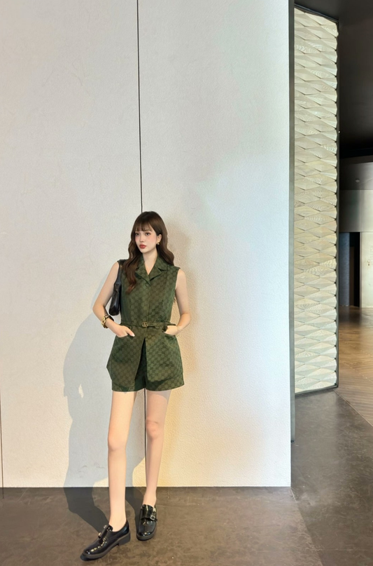 25 new letter jacquard belt lapel vest jacket suit