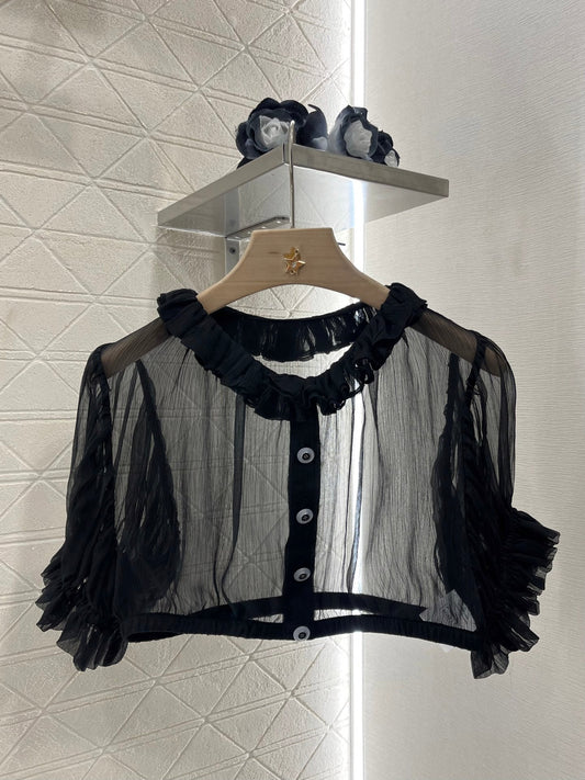 2025 new products Short waist lace see-through top