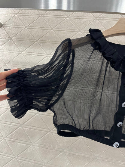 2025 new products Short waist lace see-through top