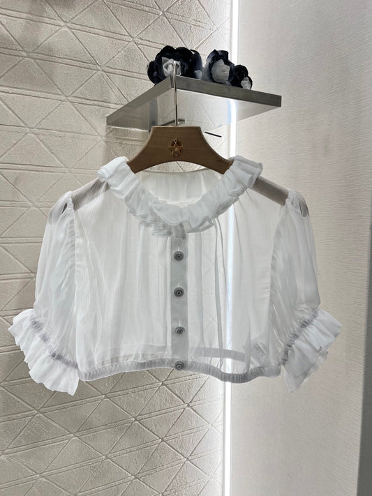 2025 new products Short waist lace see-through top