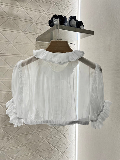 2025 new products Short waist lace see-through top