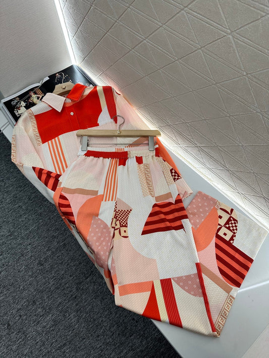2025 new products are on sale Printed shirt and trousers set