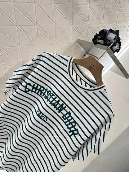 2025 new product Round neck striped short sleeves
