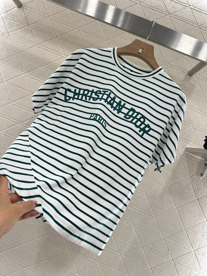 2025 new product Round neck striped short sleeves