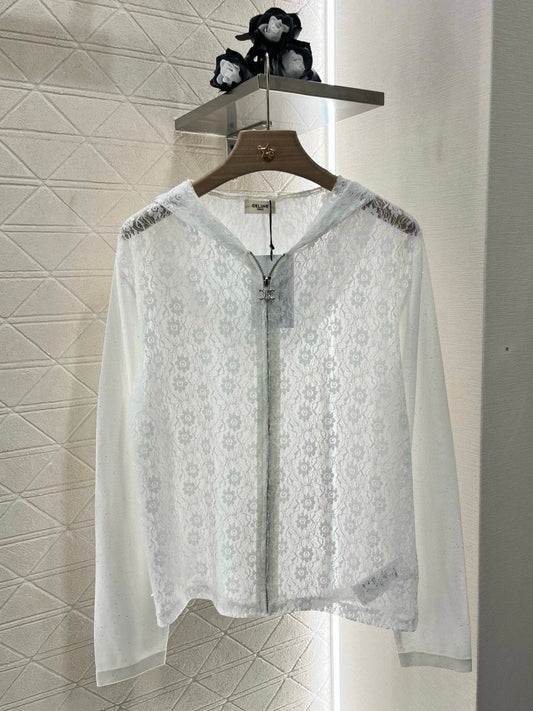 2025 new product Lace hooded cardigan