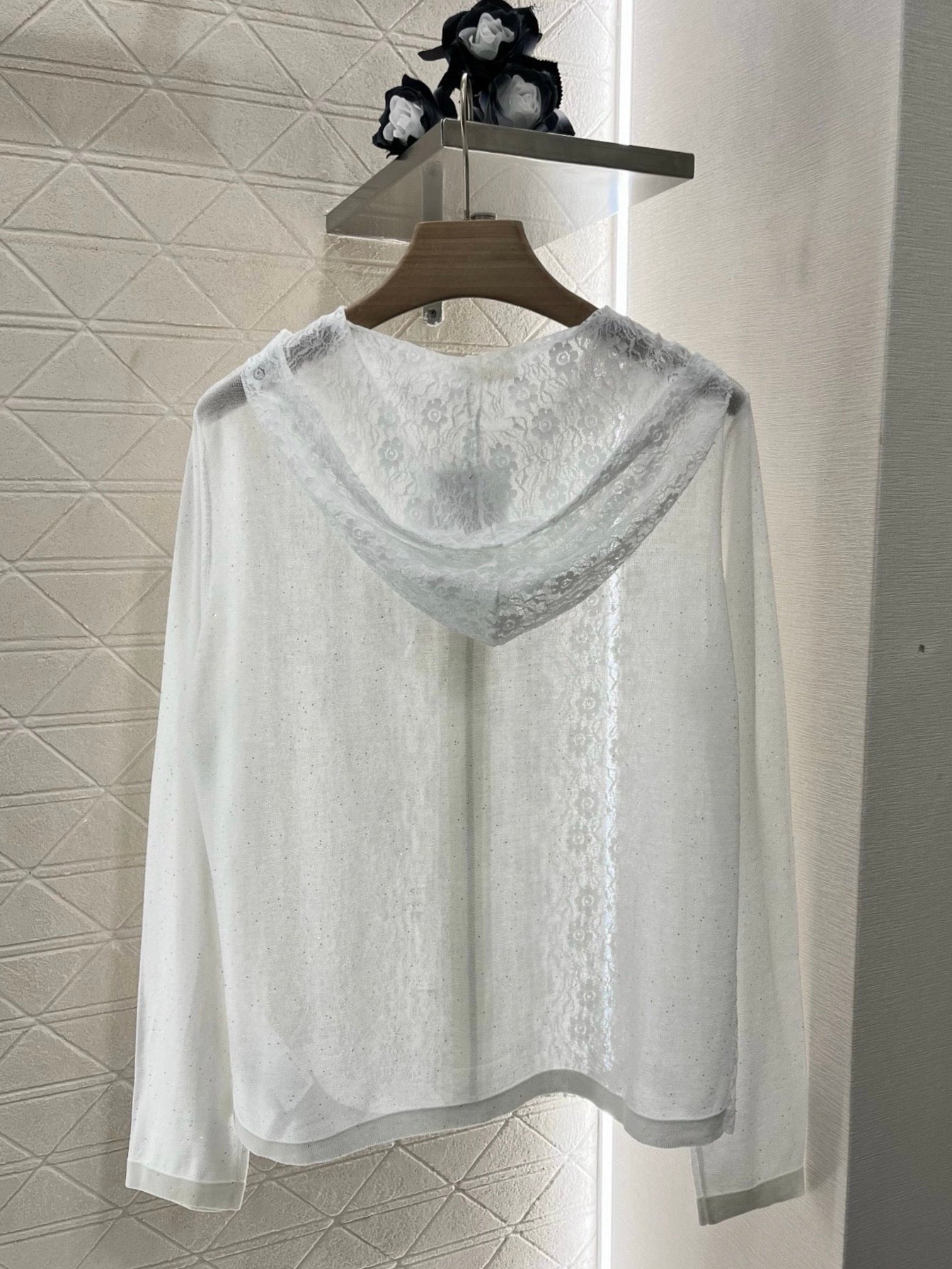 2025 new product Lace hooded cardigan