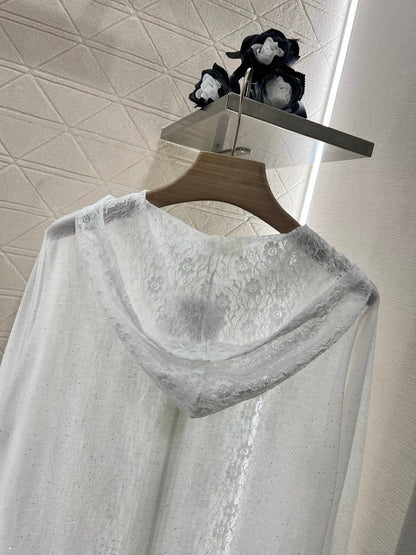 2025 new product Lace hooded cardigan