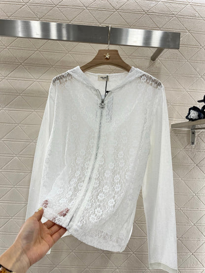 2025 new product Lace hooded cardigan
