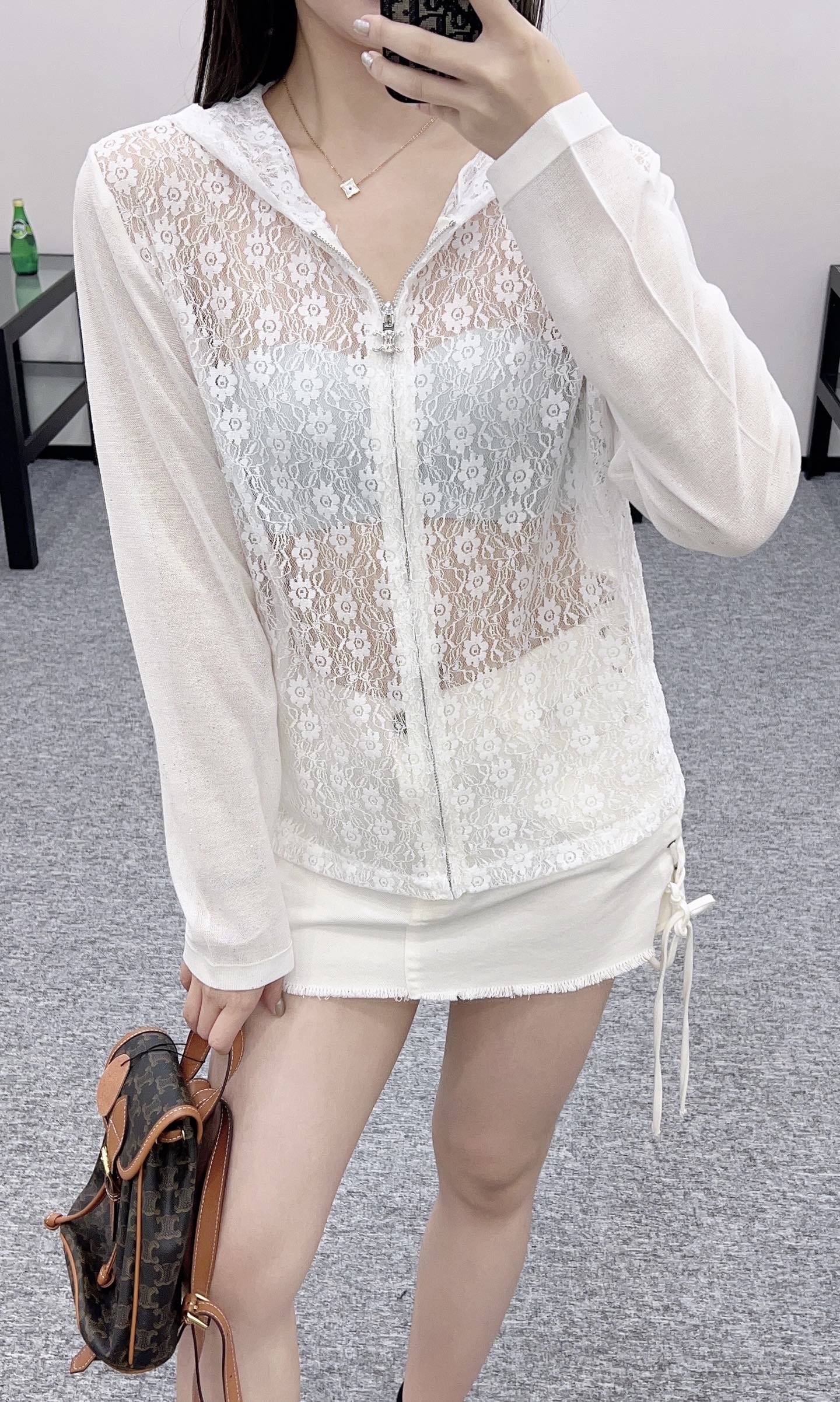 2025 new product Lace hooded cardigan