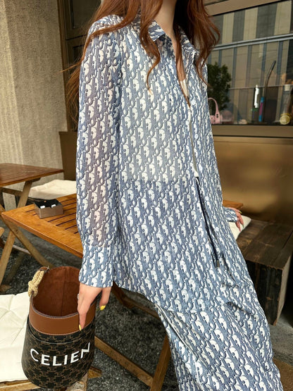 2025 new product Printed shirt and trousers set