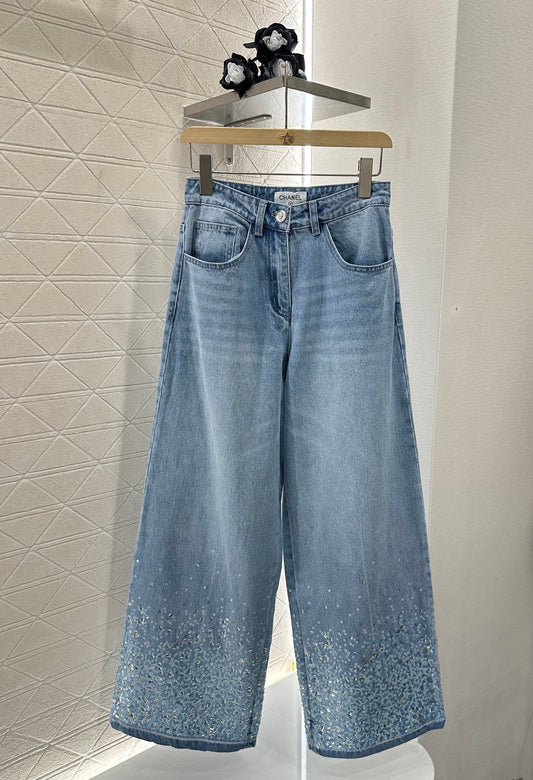 C 2025 new product Heavy sequin jeans