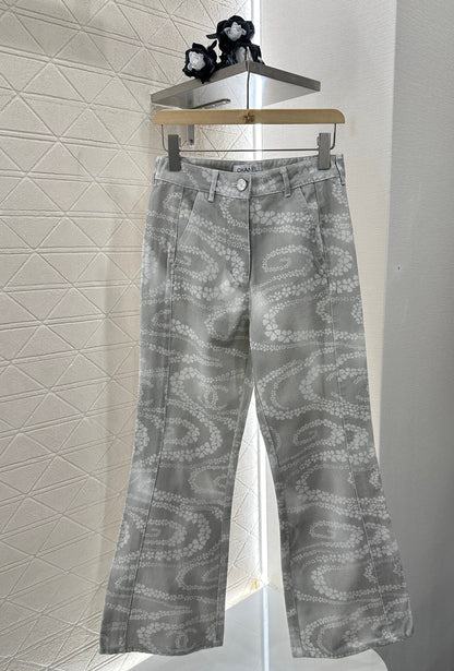 C 2025 new product Laser flared denim trousers