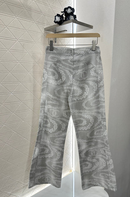 C 2025 new product Laser flared denim trousers