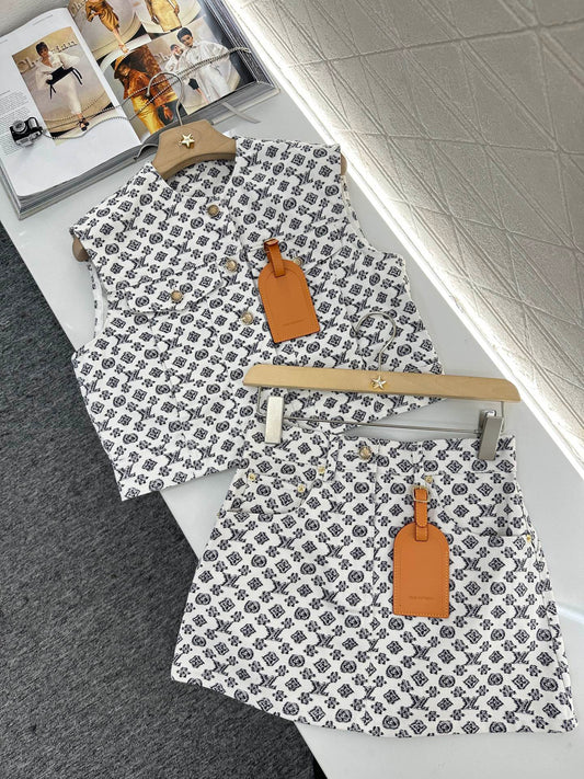 2025 new product Denim vest and short skirt set
