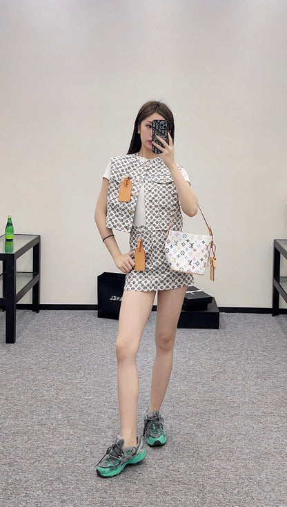 2025 new product Denim vest and short skirt set