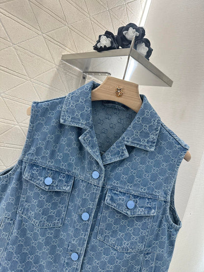 New Arrival Denim vest and shorts set