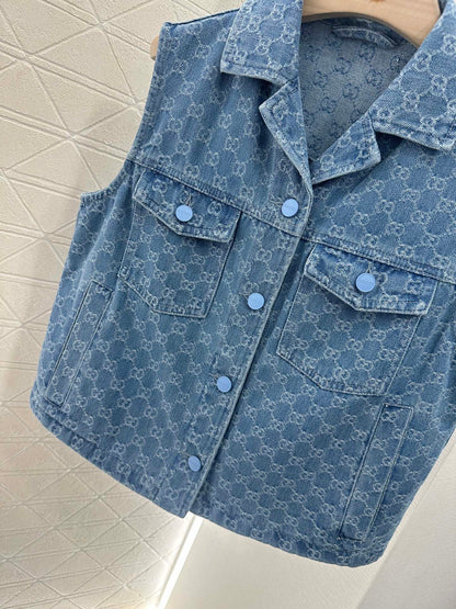 New Arrival Denim vest and shorts set