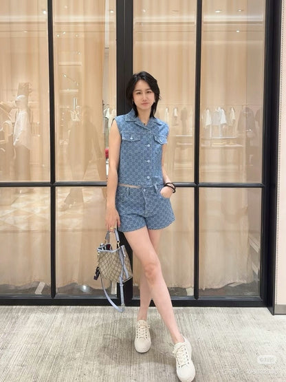 New Arrival Denim vest and shorts set