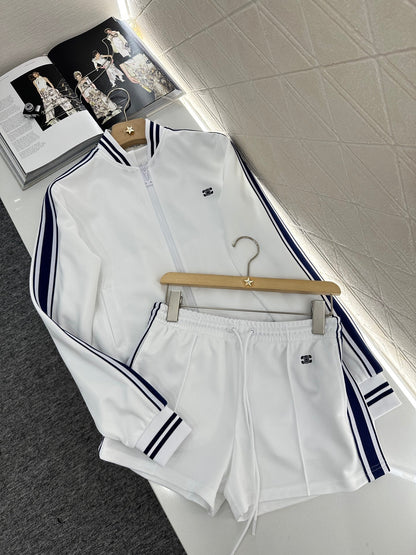 2025 new product Embroidered jacket and shorts set