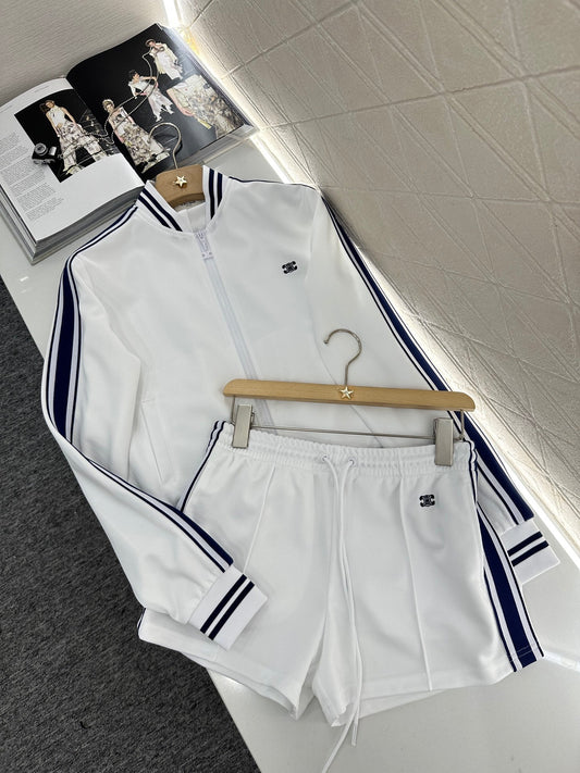 2025 new product Embroidered jacket and shorts set