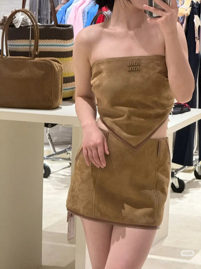 25ss suede tube top