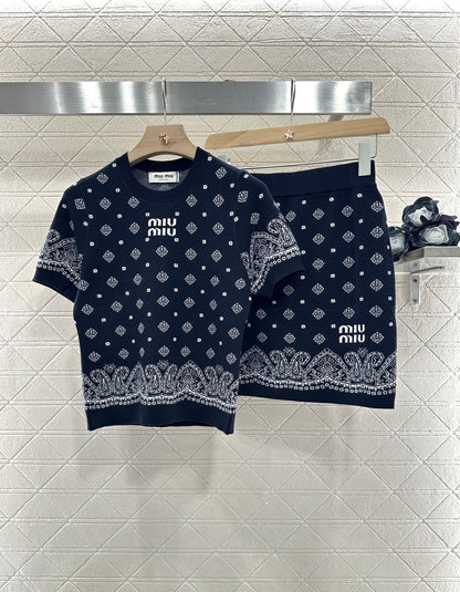 2025 new product Short-sleeved skirt suit