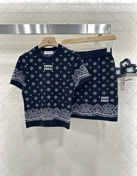 2025 new product Short-sleeved skirt suit