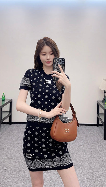 2025 new product Short-sleeved skirt suit