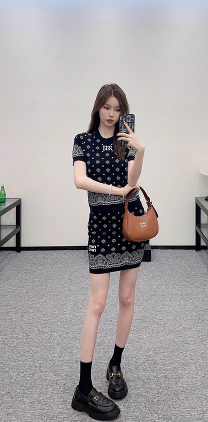 2025 new product Short-sleeved skirt suit