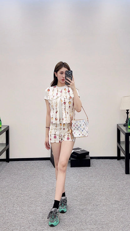 2025 new product Denim vest shorts set