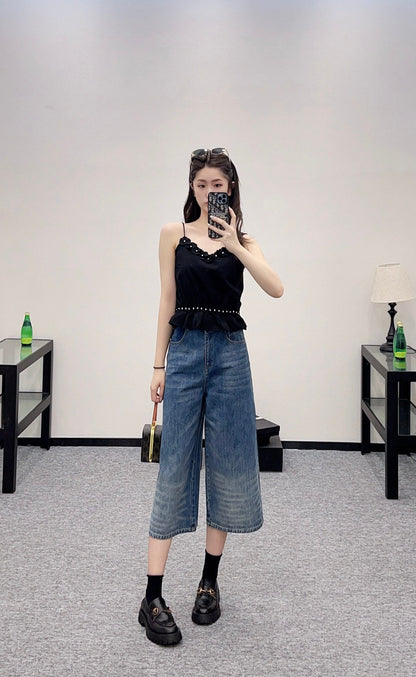 C 2025 new product Denim cropped pants
