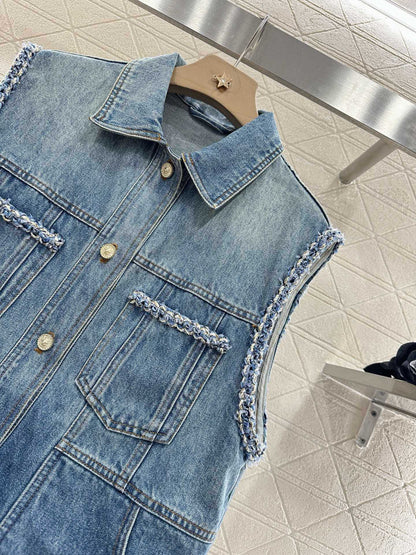 2025 new product Denim vest shorts set