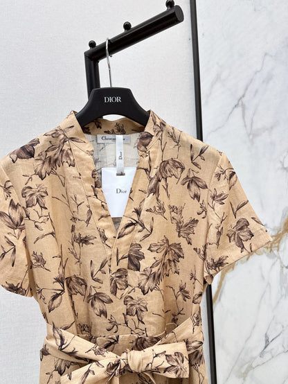 25ss linen print dress