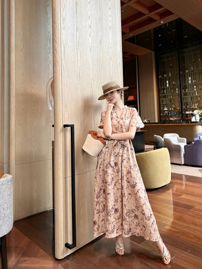 25ss linen print dress