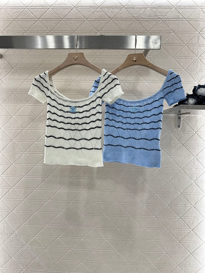 2025 new product Hollow knitted short sleeves