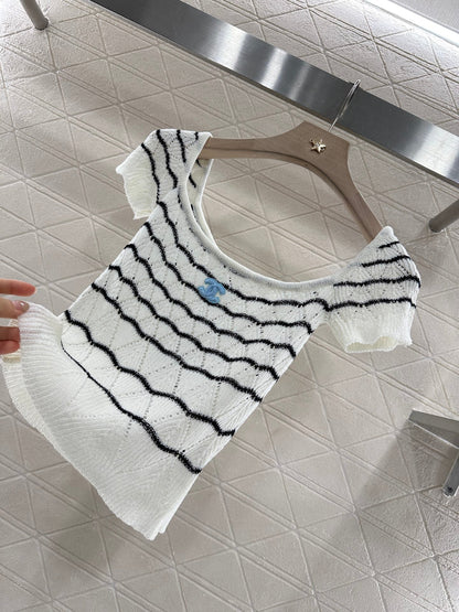 2025 new product Hollow knitted short sleeves