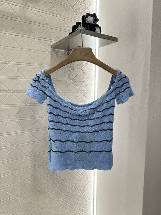 2025 new product Hollow knitted short sleeves