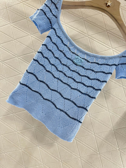 2025 new product Hollow knitted short sleeves