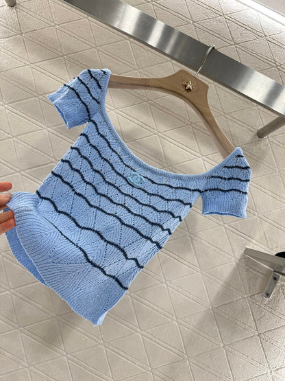 2025 new product Hollow knitted short sleeves