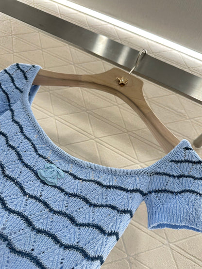 2025 new product Hollow knitted short sleeves