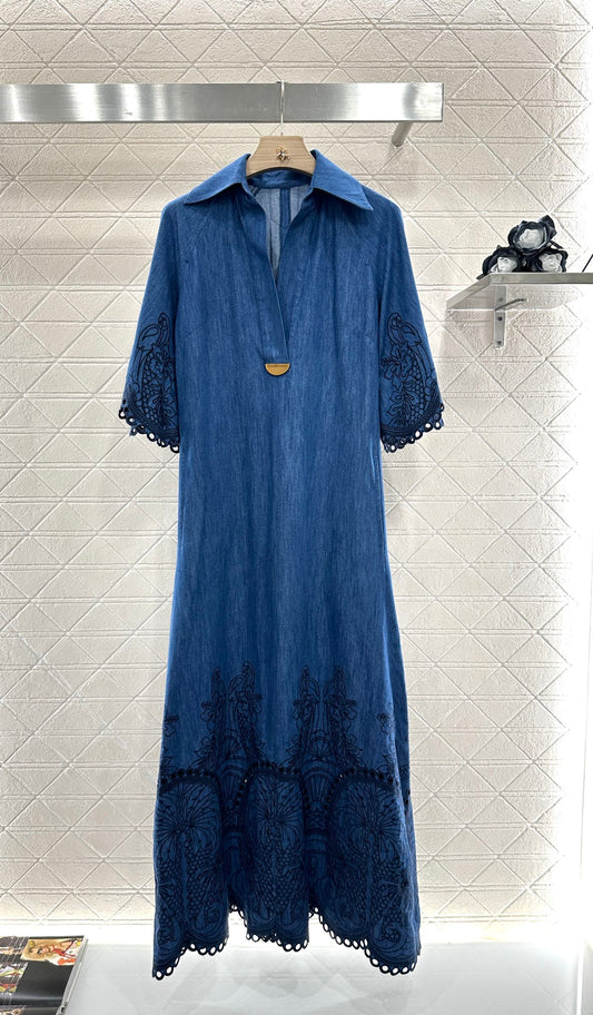 New Arrival Embroidered Denim Dress