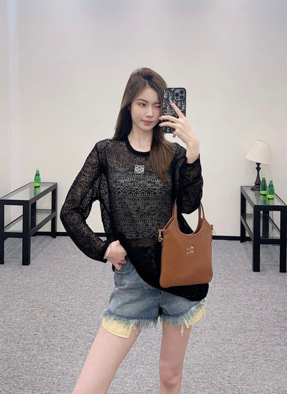2025 new product Hollow knitted long sleeves